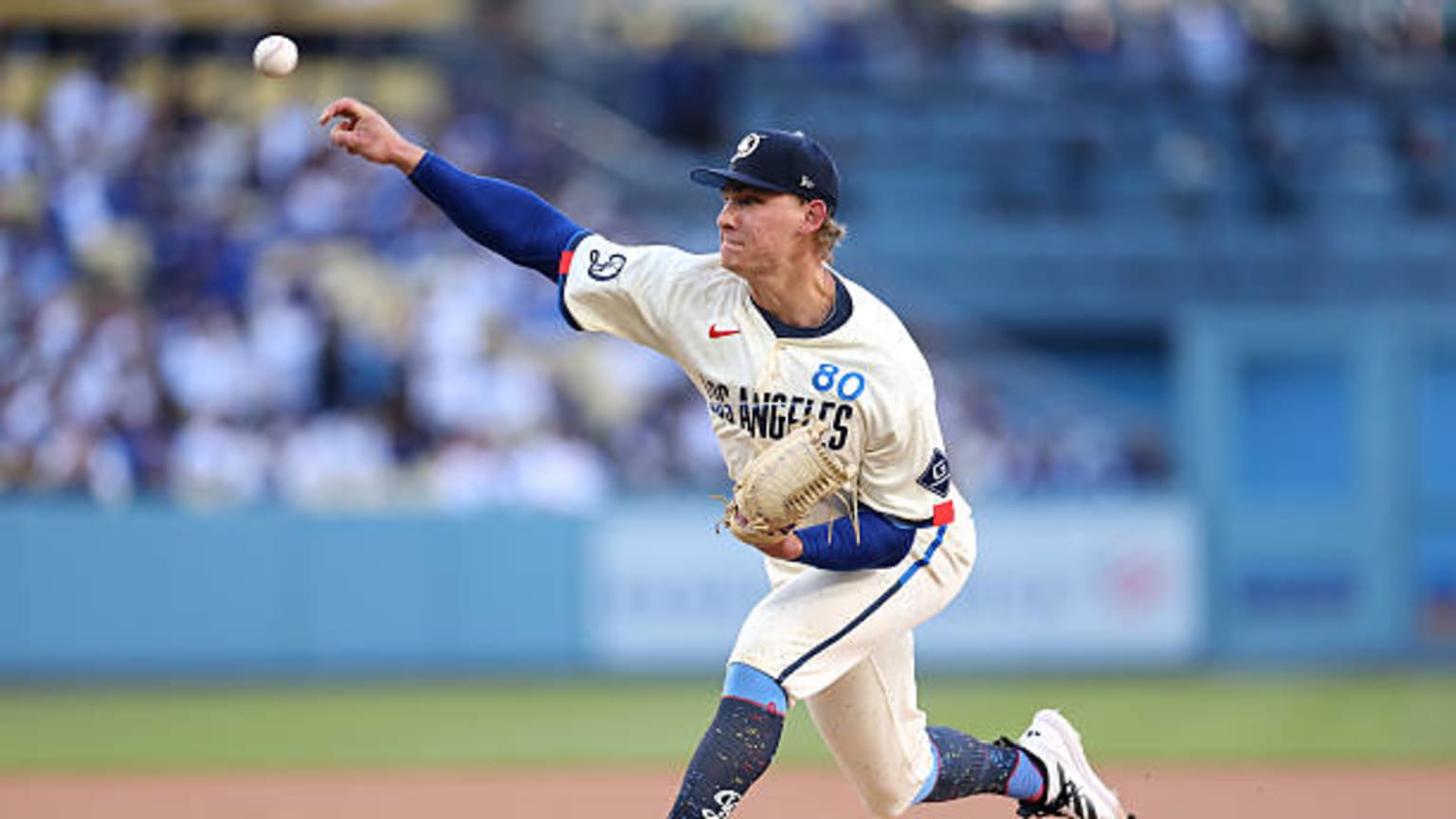 Emmet Sheehan fans Corey Seager | 04/11/2026 | Los Angeles Dodgers
