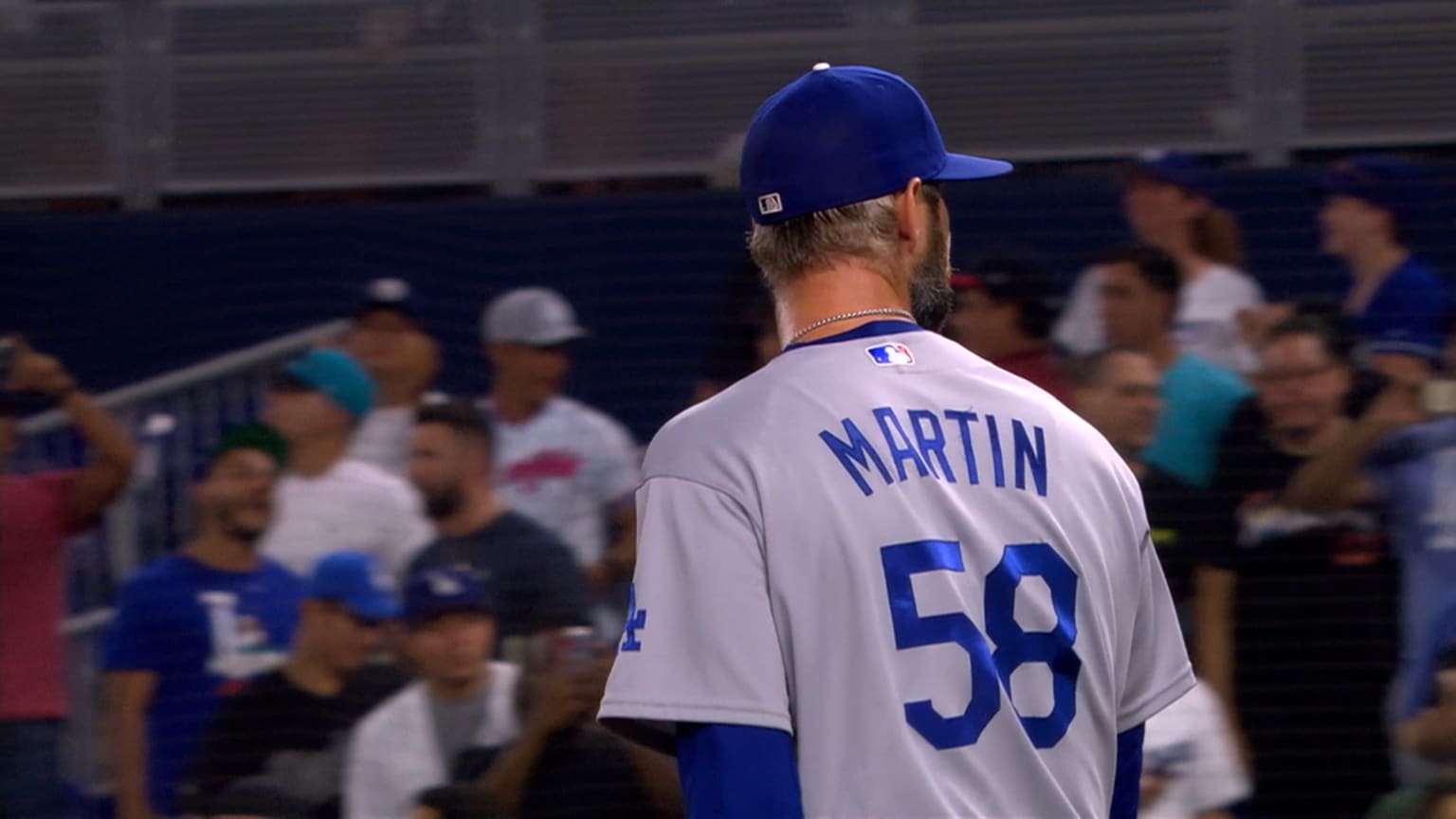 Autographed and Game-Used Brooklyn Dodgers Jersey: Chris Martin #58 (LAD@KC  8/13/22) - Size 48