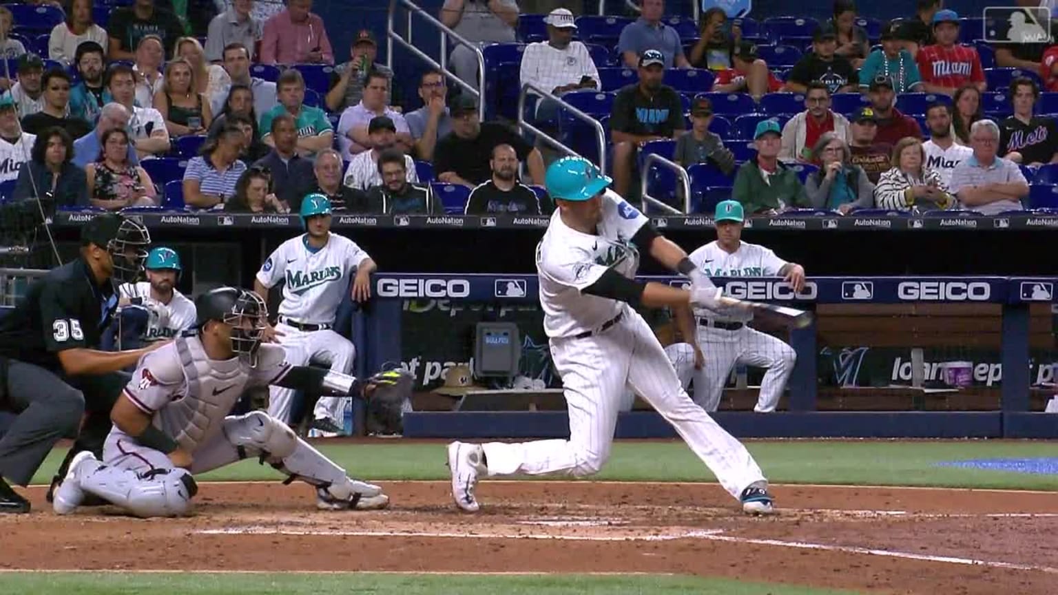 Jacob Stallings hits an RBI single to left-center | 04/14/2023 | Miami ...