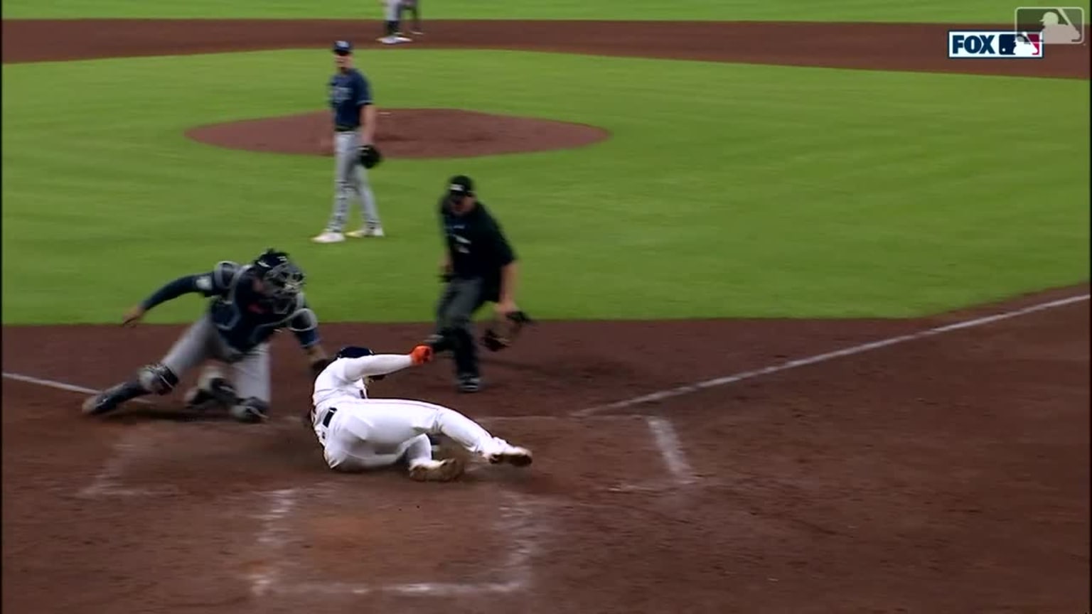 Arozarena nails Diaz at plate 07/29/2023 Tampa Bay Rays