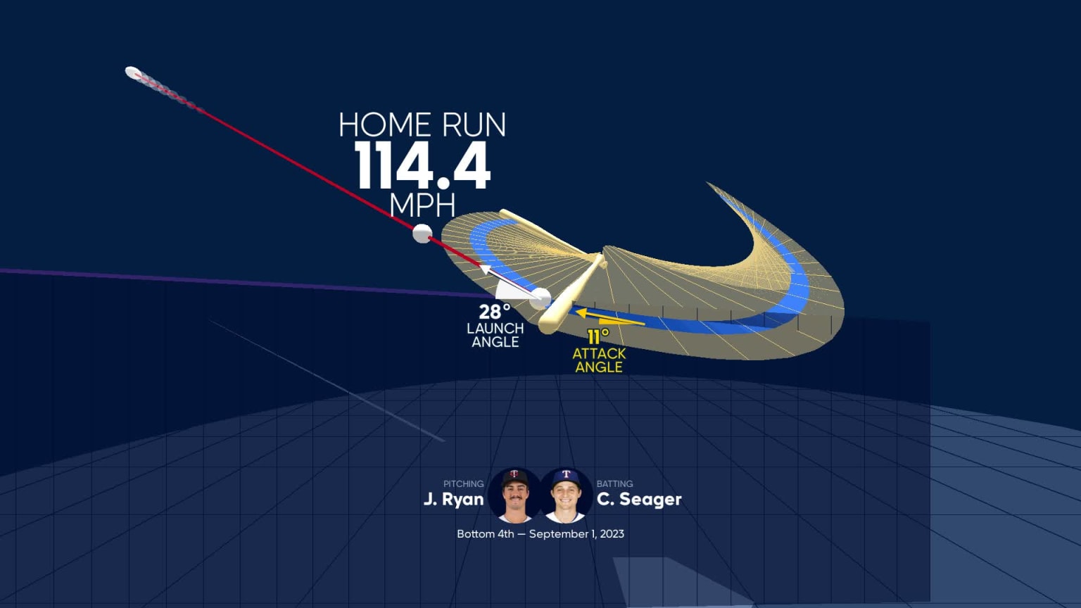Corey Seager's home run through bat tracking data | 09/01/2023 | Texas ...