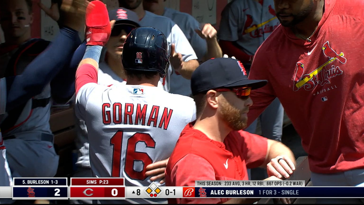 Gorman scores on a wild pitch 05/25/2023 St. Louis Cardinals