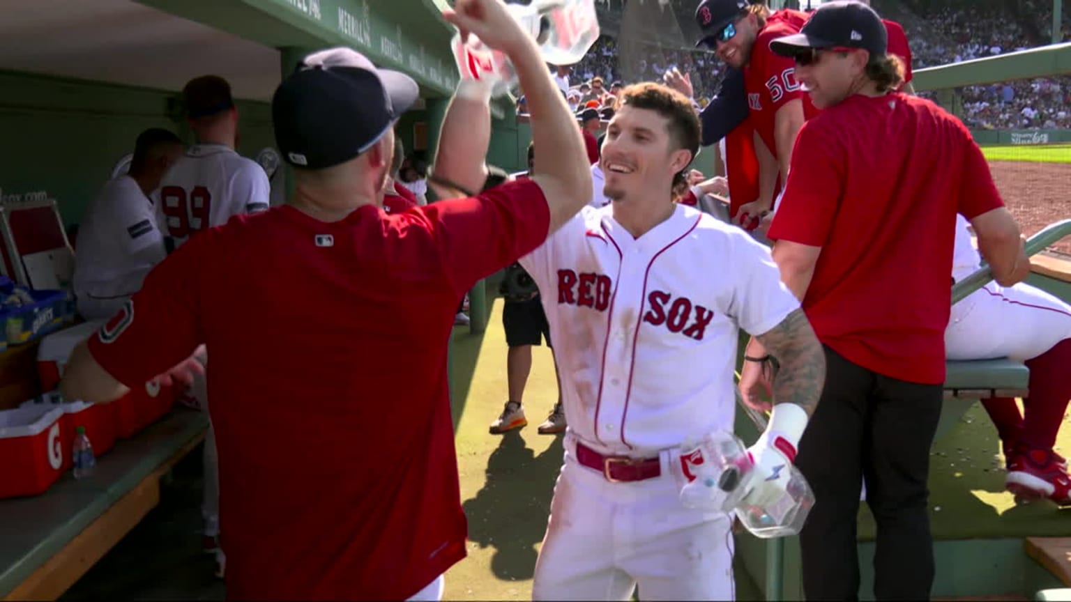 Boston Red Sox's Jarren Duran celebrates his two-run home run