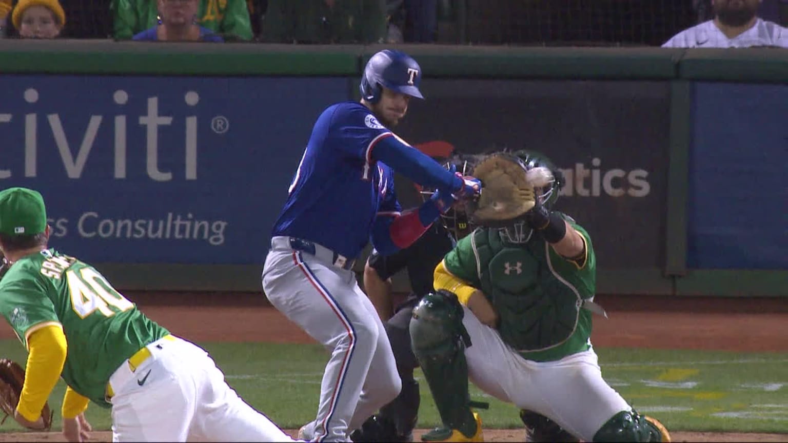 Heim confirmed to be hit by a pitch after review 09/24/2024 Texas