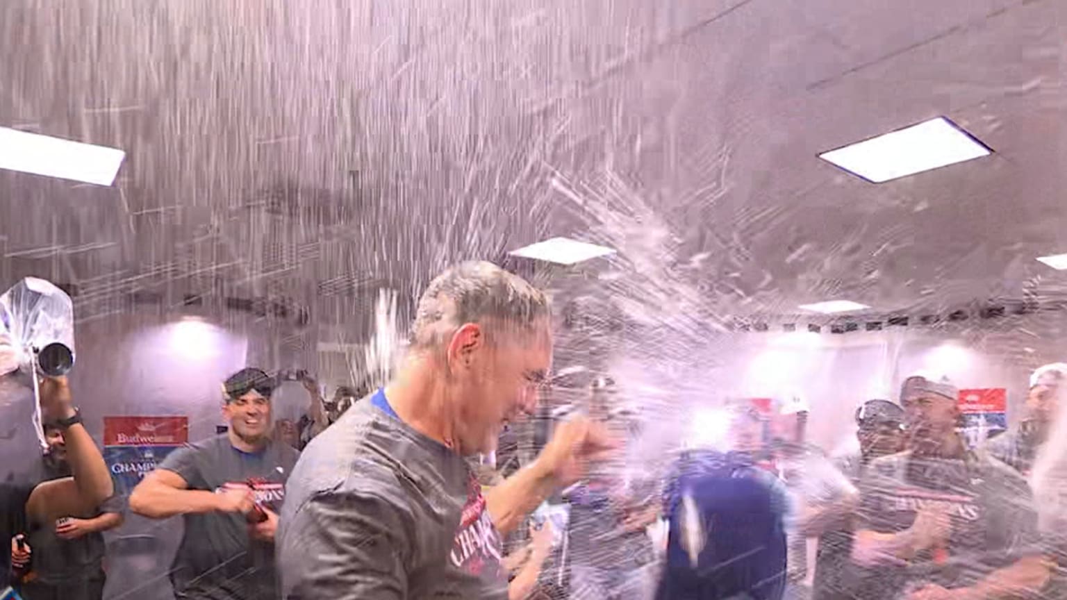Bochy congratulates the Rangers on WS appearance 10/23/2023 Texas