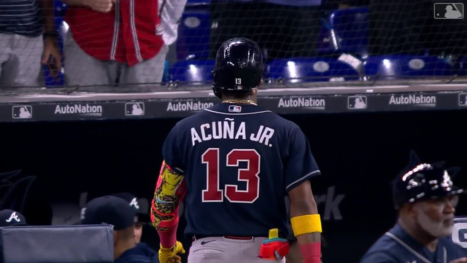 Ronald Acuña Jr. lifts sac fly to right-center in 8th | 05/02/2023 ...