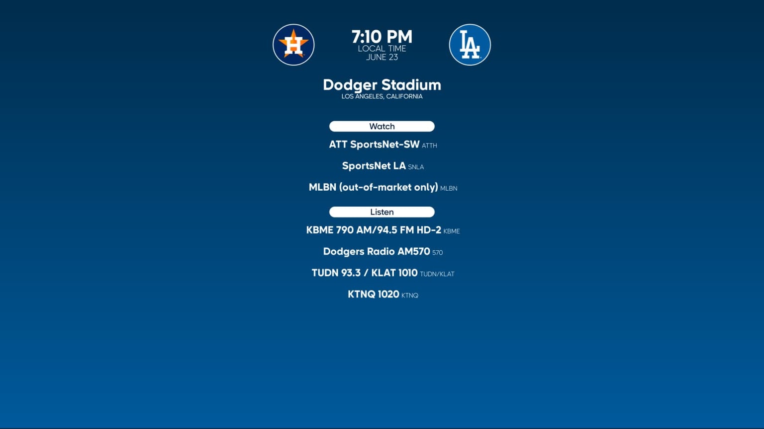 Houston Astros vs. Los Angeles Dodgers, June 23, 2023