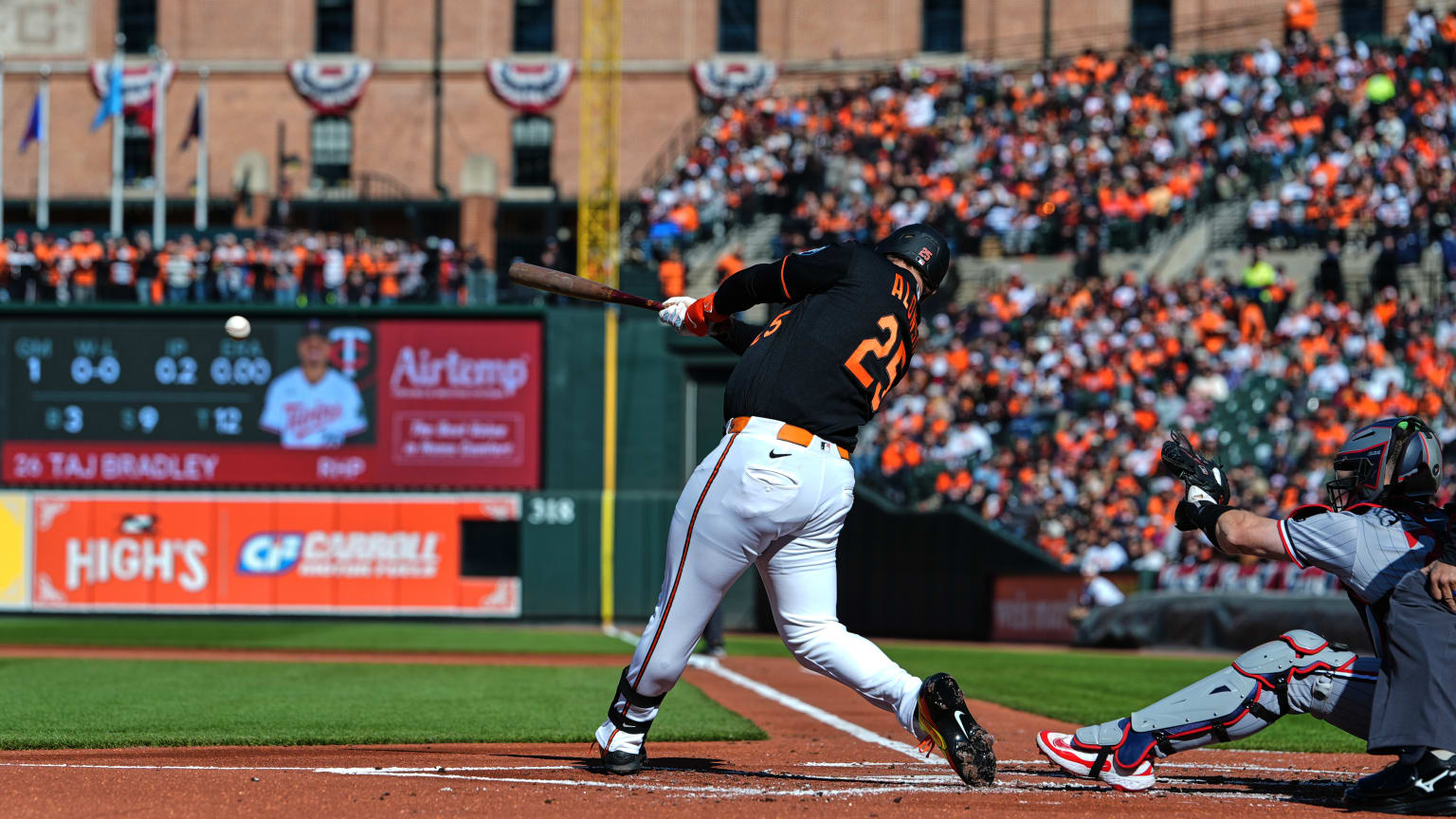 Pete Alonso batting for the Baltimore Orioles at Camden Yards during his first season in Baltimore