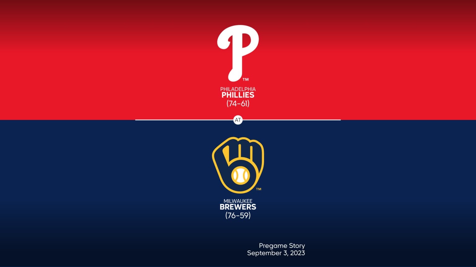 Phillies at Brewers - September 3, 2023: Title Slate