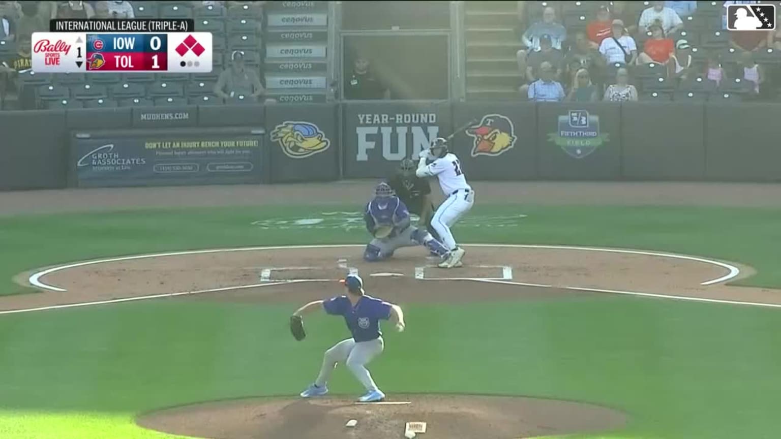 Trei Cruz singles on a ground ball to left fielder BJ Murray. Max ...