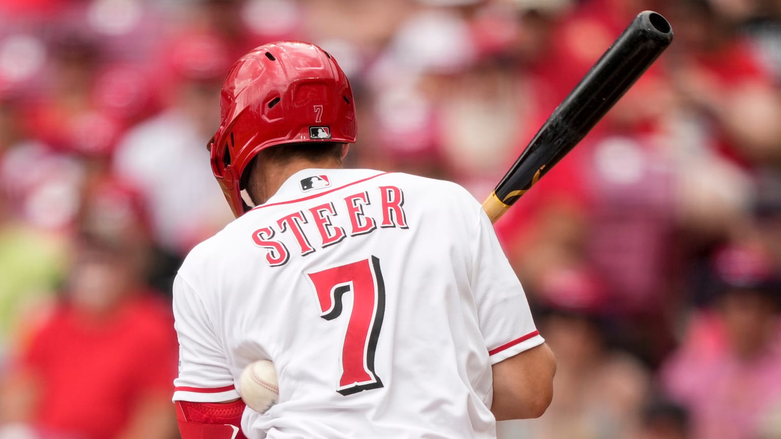 Spencer Steer gets hit by a pitch | 04/16/2026 | MLB.com