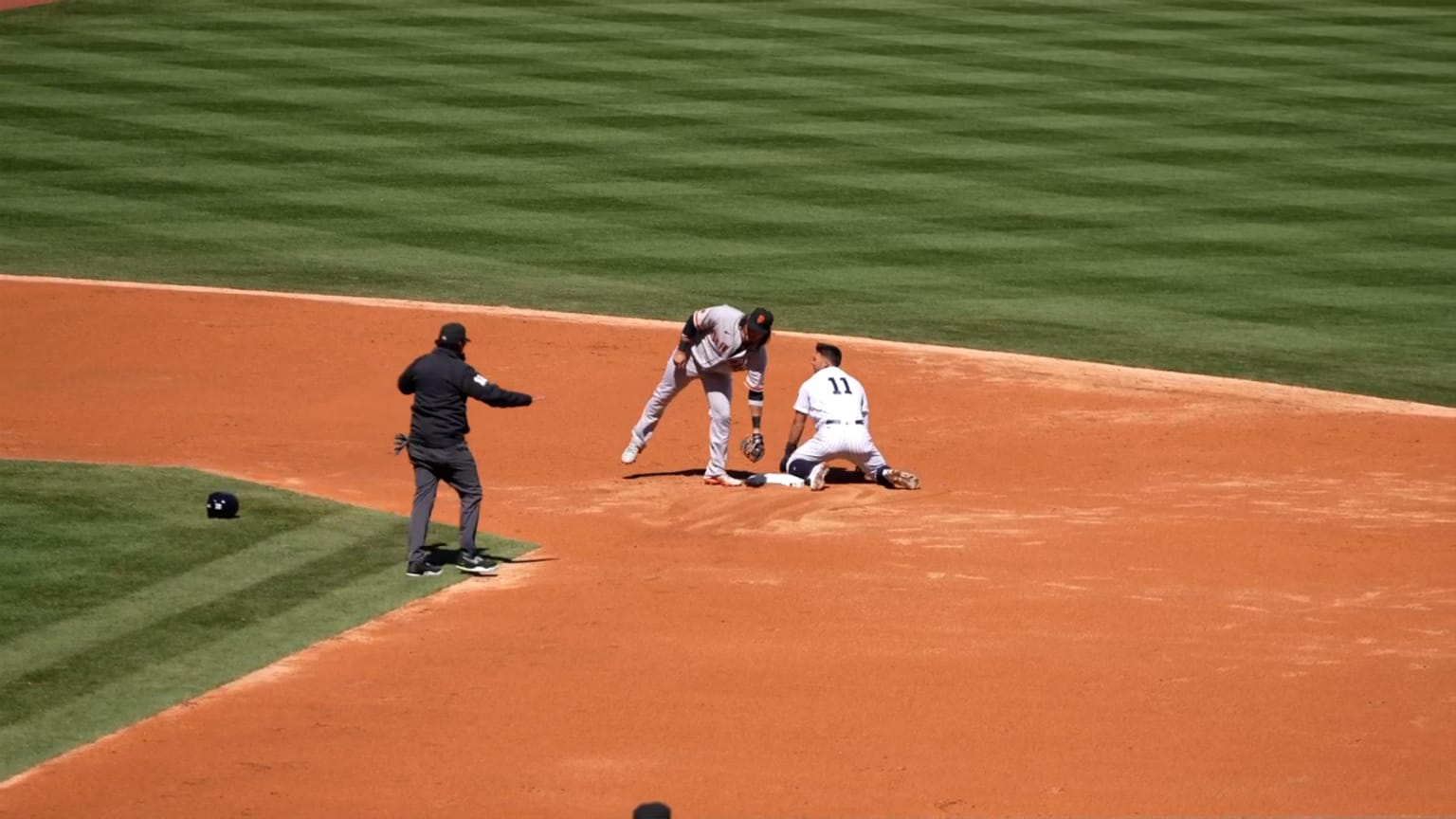 Field view of Volpe's Stolen Base 03/30/2023 New York Yankees
