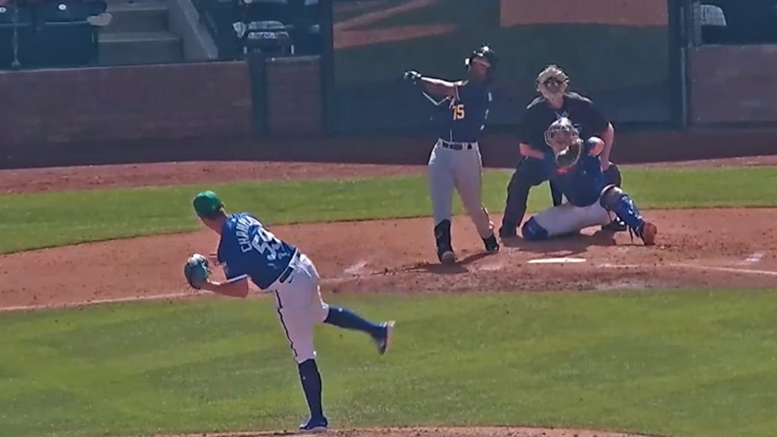 Chandler Champlain strikes out Yophery Rodriguez 03/17/2024 Kansas