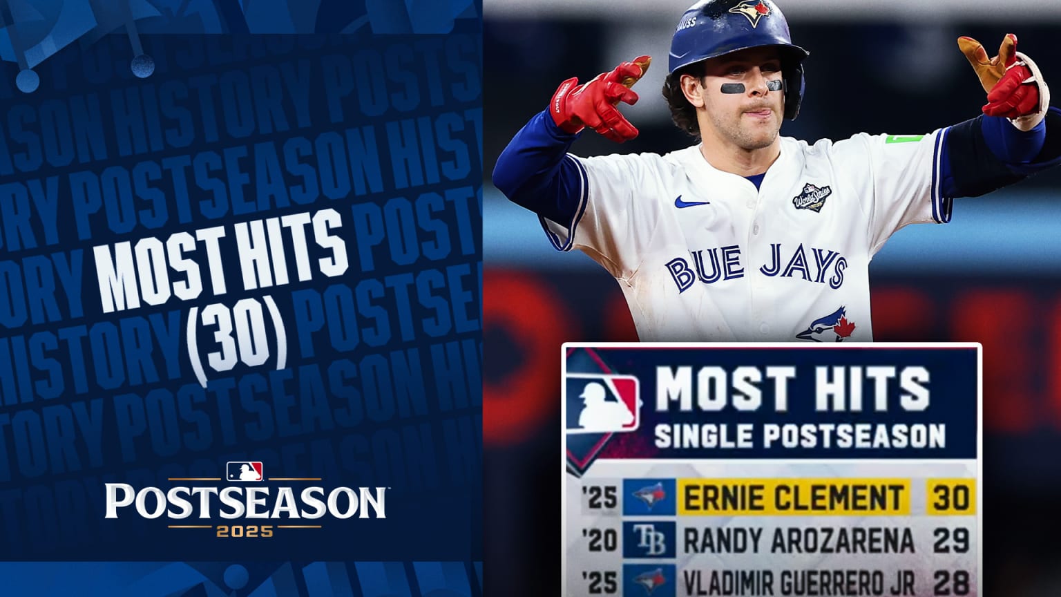 All 30 of Ernie Clement's 2025 postseason hits | 11/03/2025 | Toronto ...