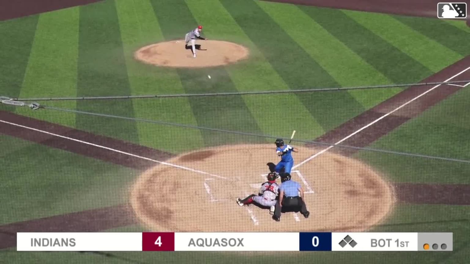 Jonny Farmelo triples (1) on a pop up to left fielder Tommy Hopfe. | 04 ...