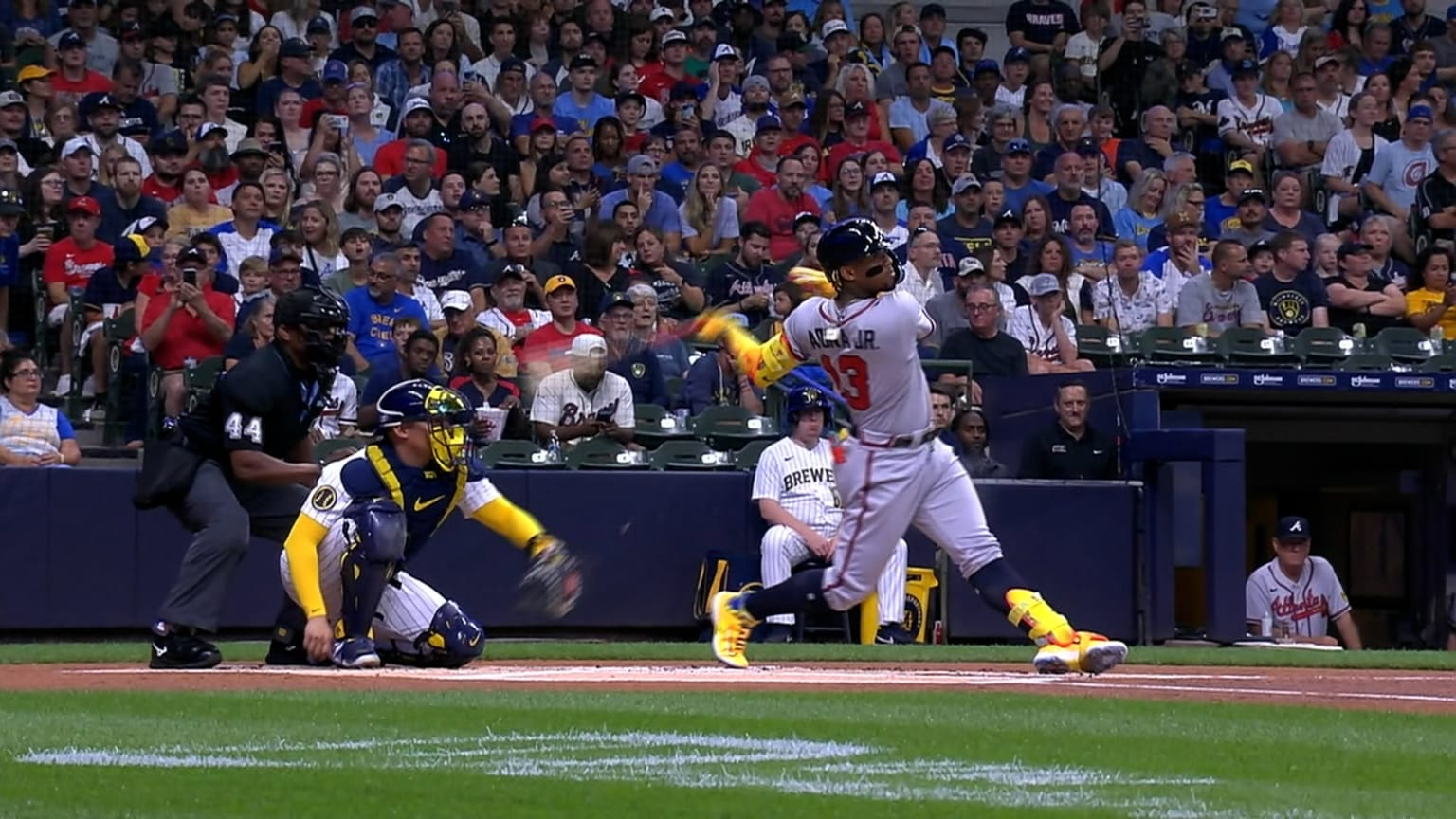 Ronald Acuña Jr. bloops a single to right field | 07/22/2023 | Atlanta ...