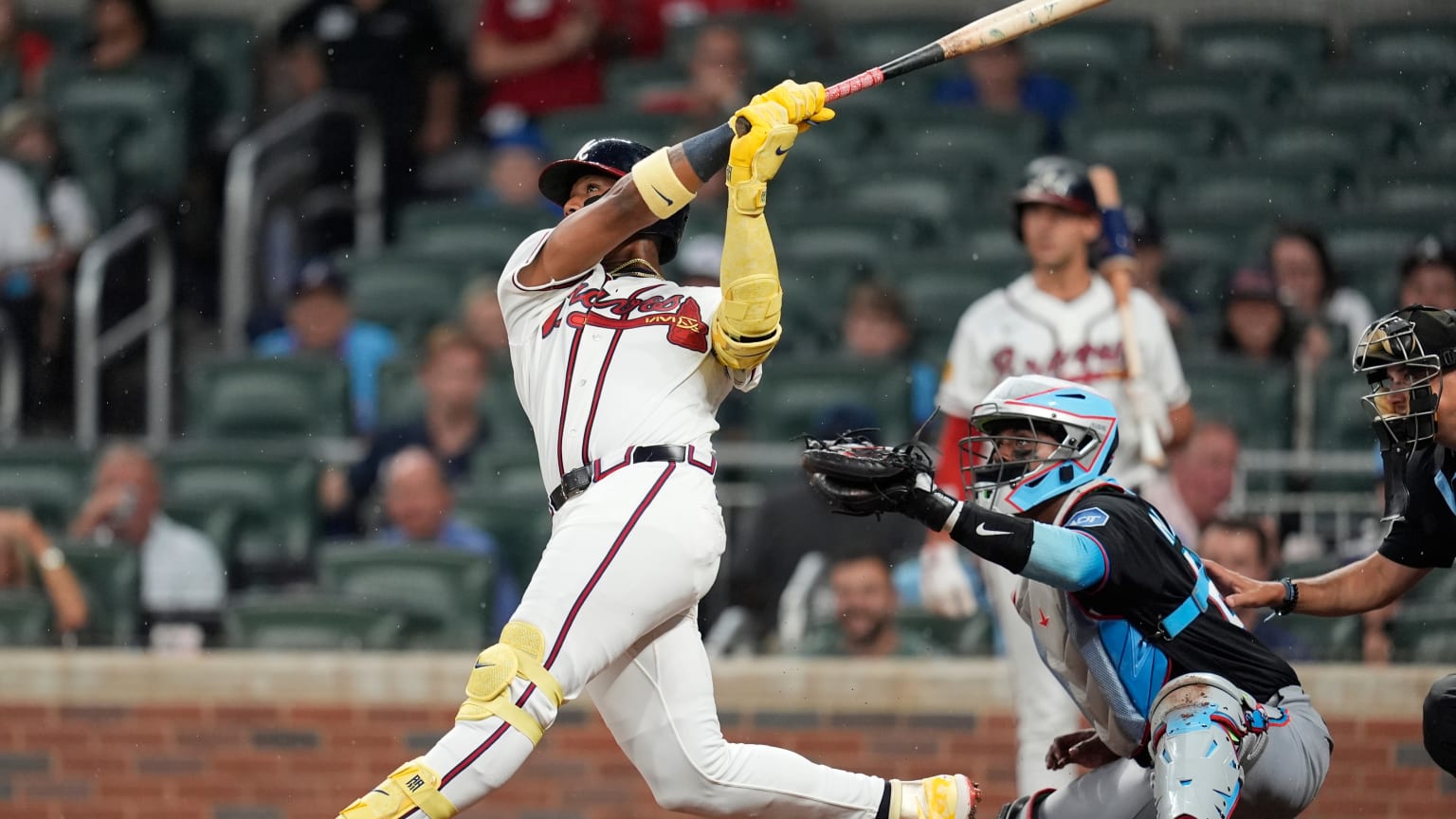 Ronald Acuña Jr. mashes two homers and collects three RBIs in an 11-3 win against the Marlins