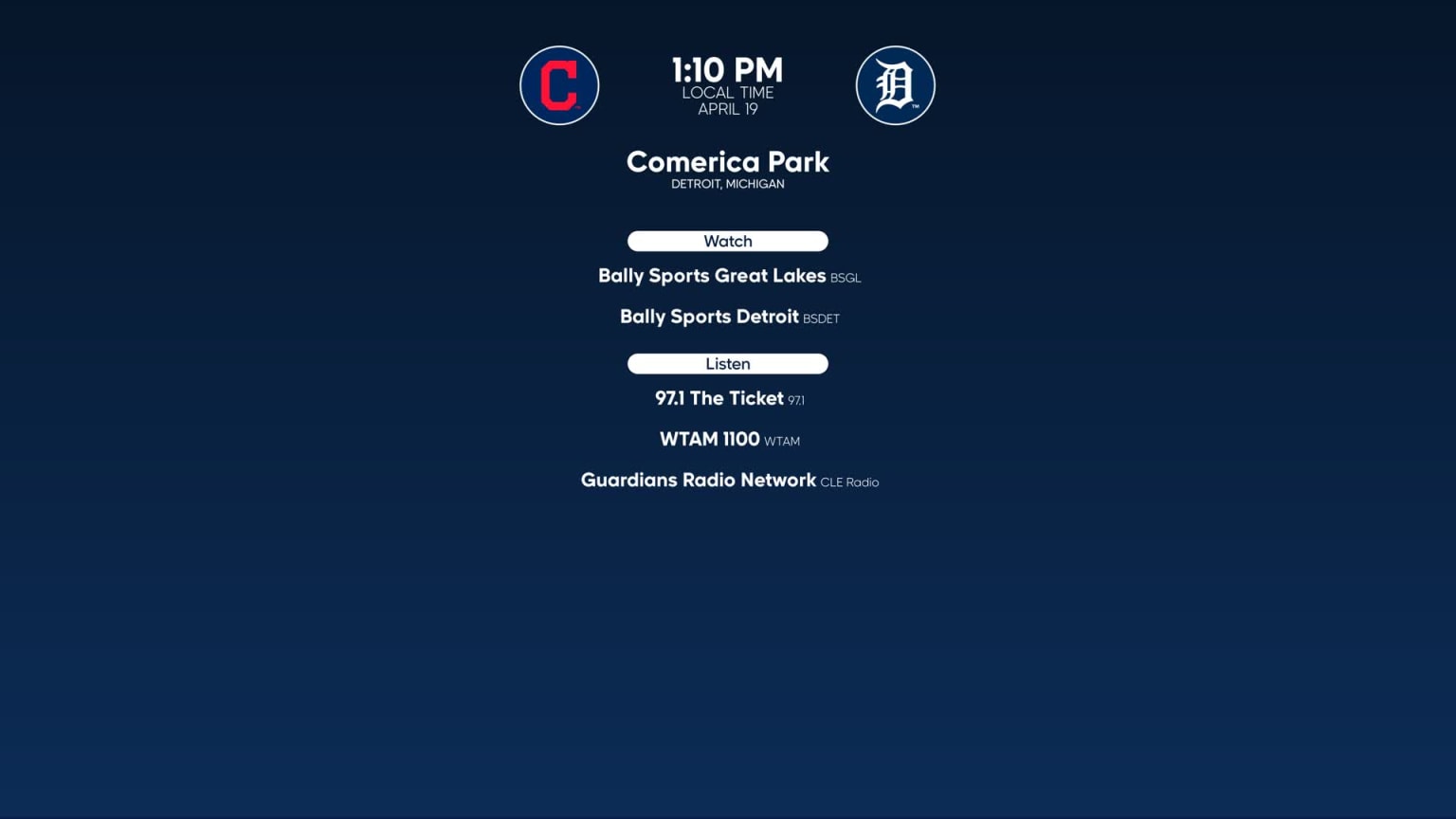 Guardians at Tigers - April 19, 2023: Tune In | 04/18/2023 | MLB.com