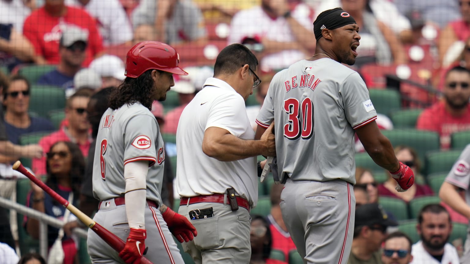 Will Benson exits the game with finger injury 09/12/2024