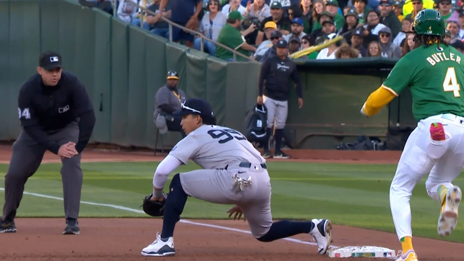Lawrence Butler extends on-base streak after review | 09/21/2024 ...