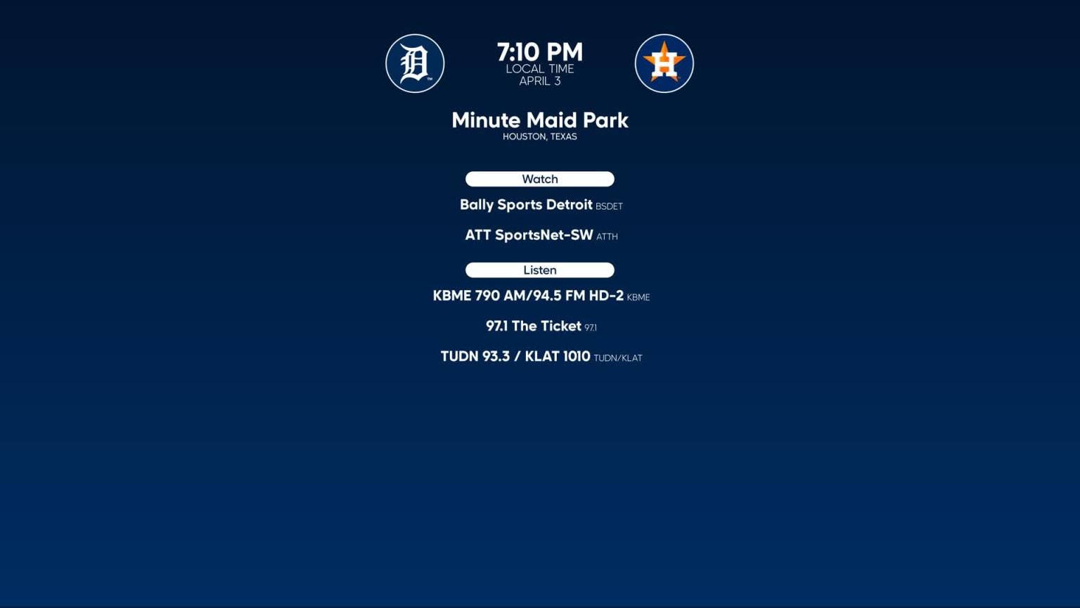 Tigers at Astros - April 3, 2023: Tune In | 04/03/2023 | MLB.com