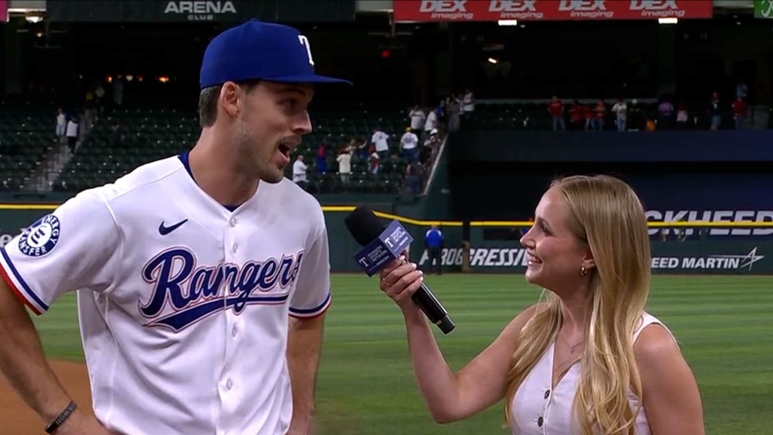 Evan Carter talks on his homer robbing catch | 04/21/2026 | Texas Rangers
