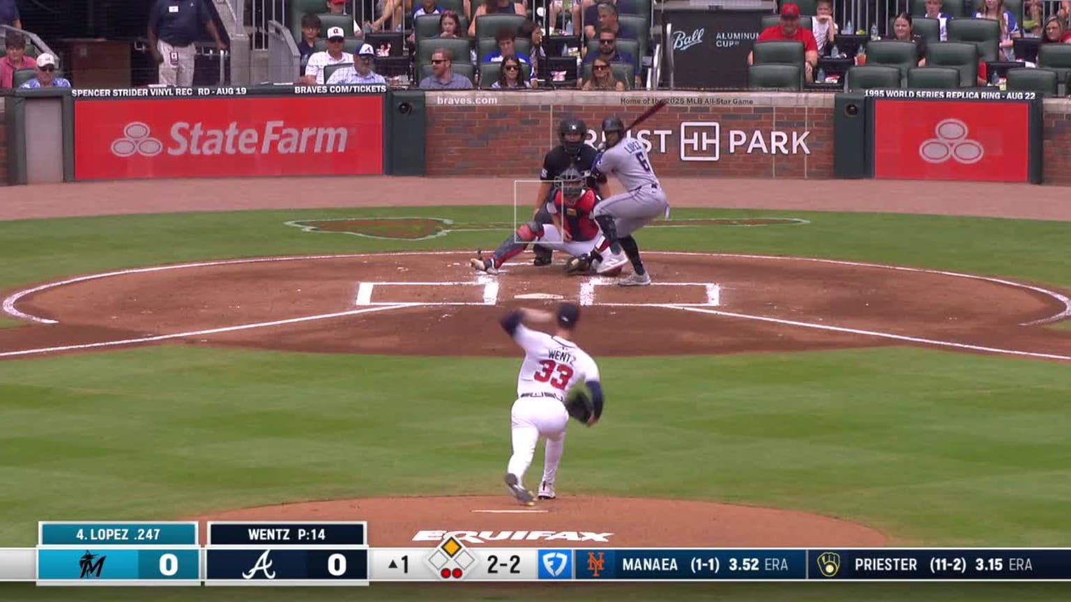 Joey Wentz retires Otto Lopez | 08/10/2025 | MLB.com