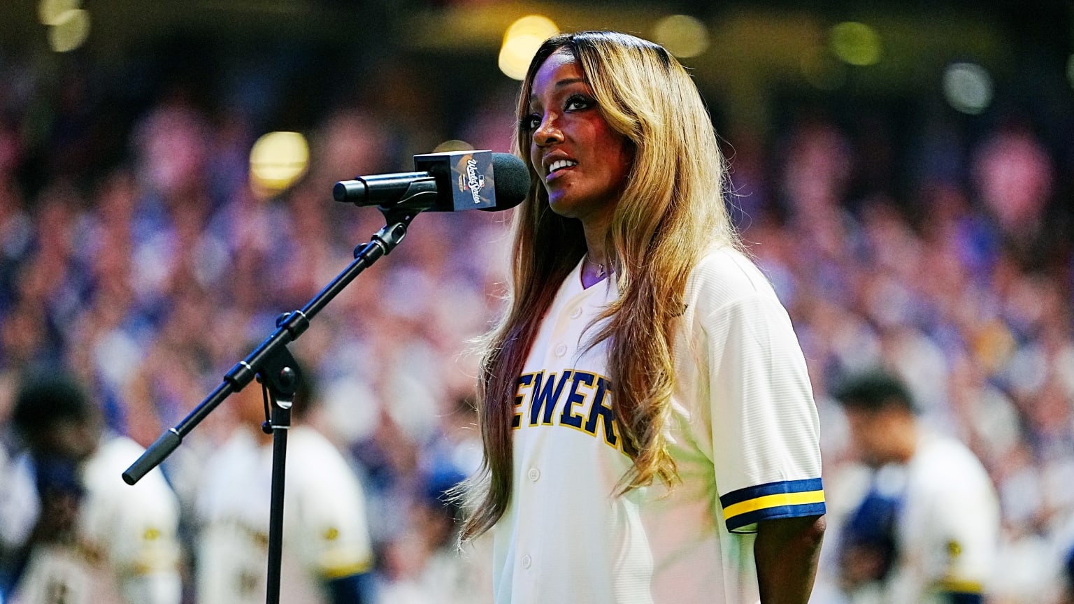 Mickey Guyton sings national anthem ahead of Game 1 | 10/23/2026 ...