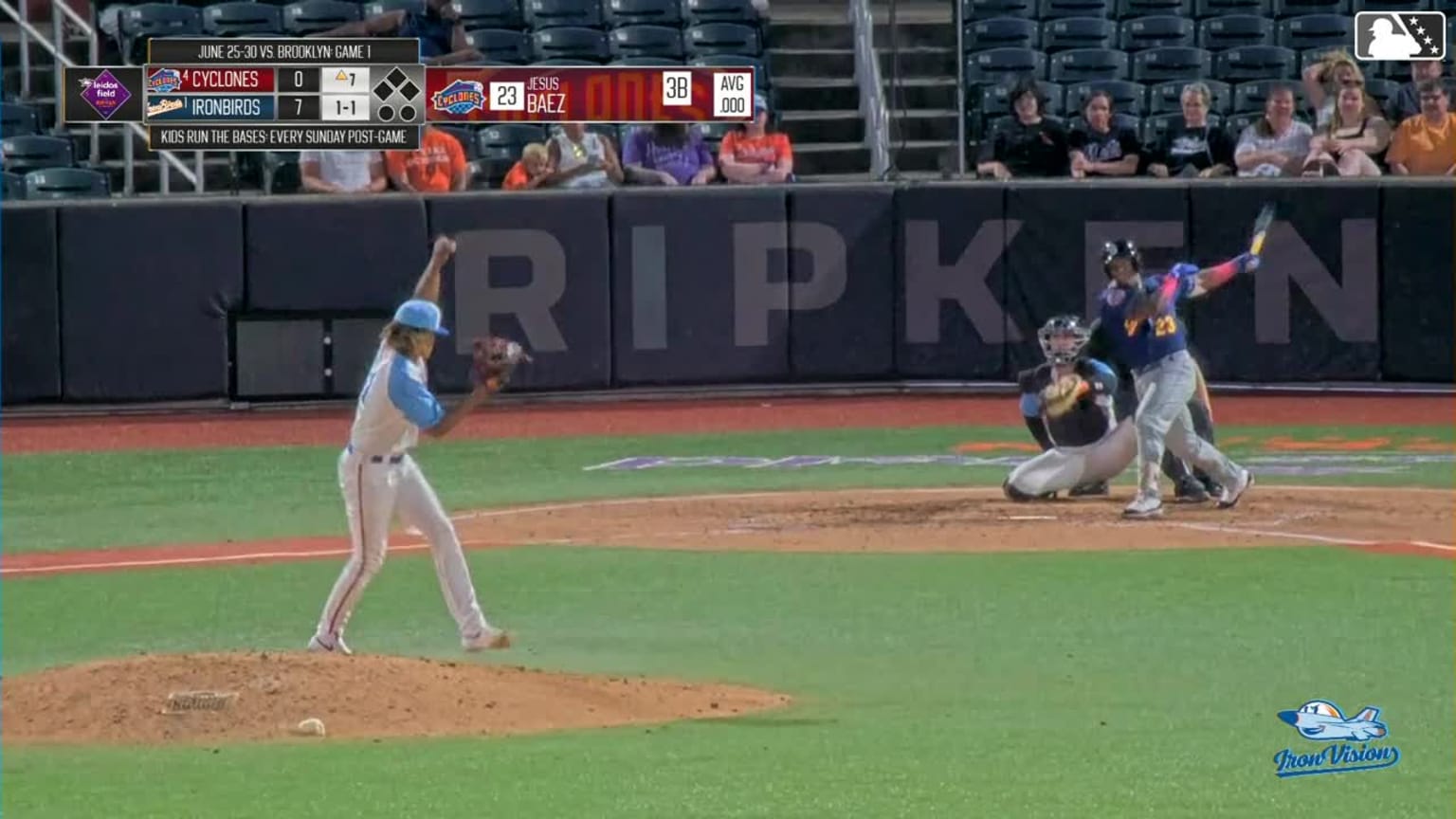 Jesus Baez's first hit for High-A Brooklyn 06/26/2024 New York Mets
