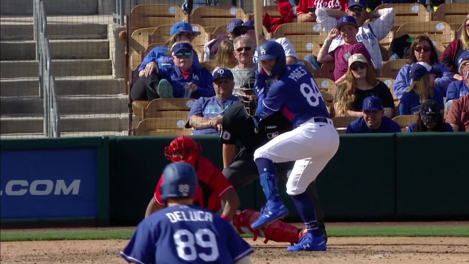 Andy Pages lines an RBI single to left field 02/28/2023