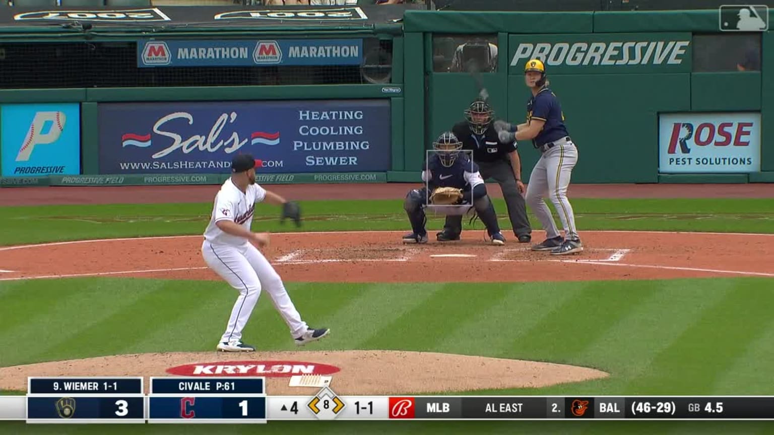 Naylor catches Perkins stealing 06/25/2023 Cleveland Guardians