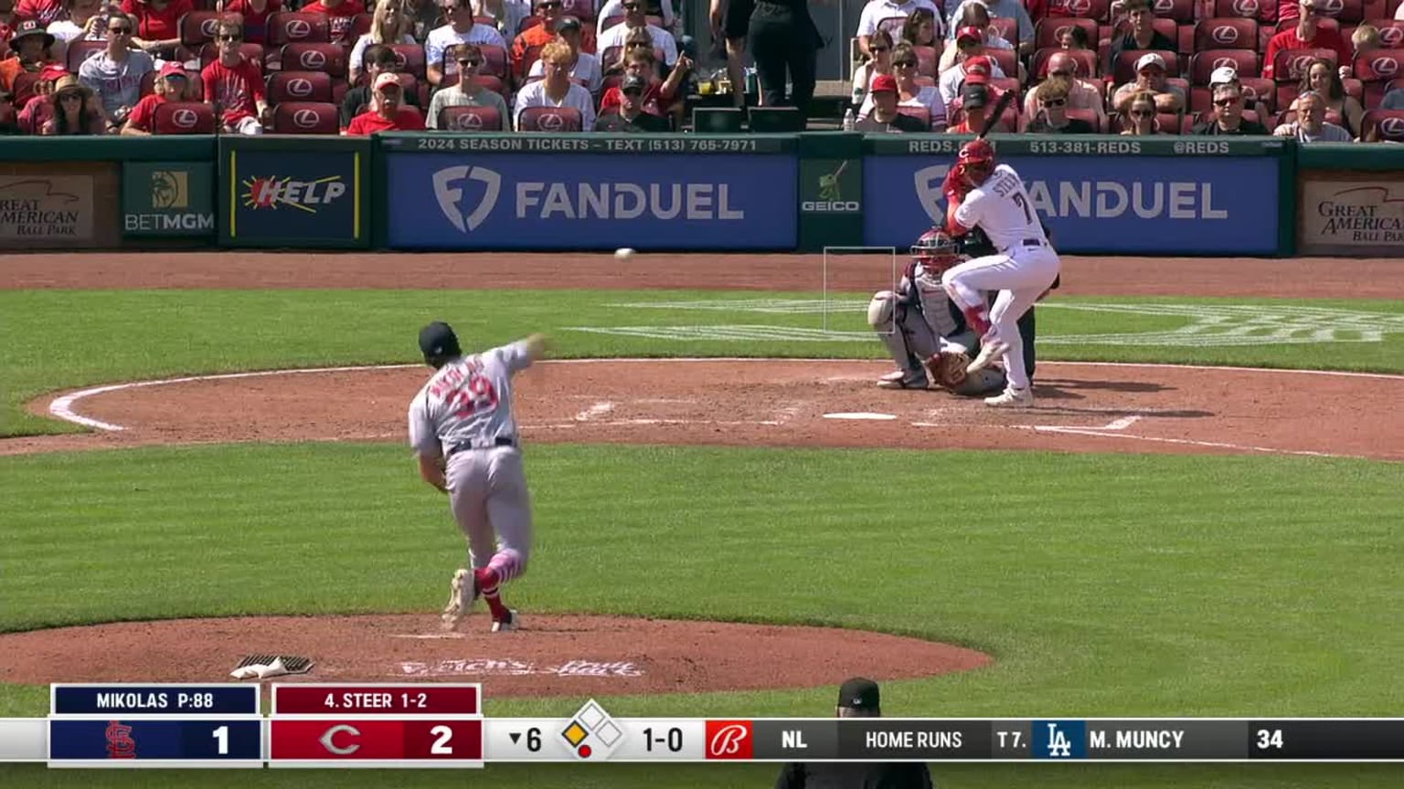 Spencer Steer hits an RBI single in the 6th inning | 09/10/2023 ...