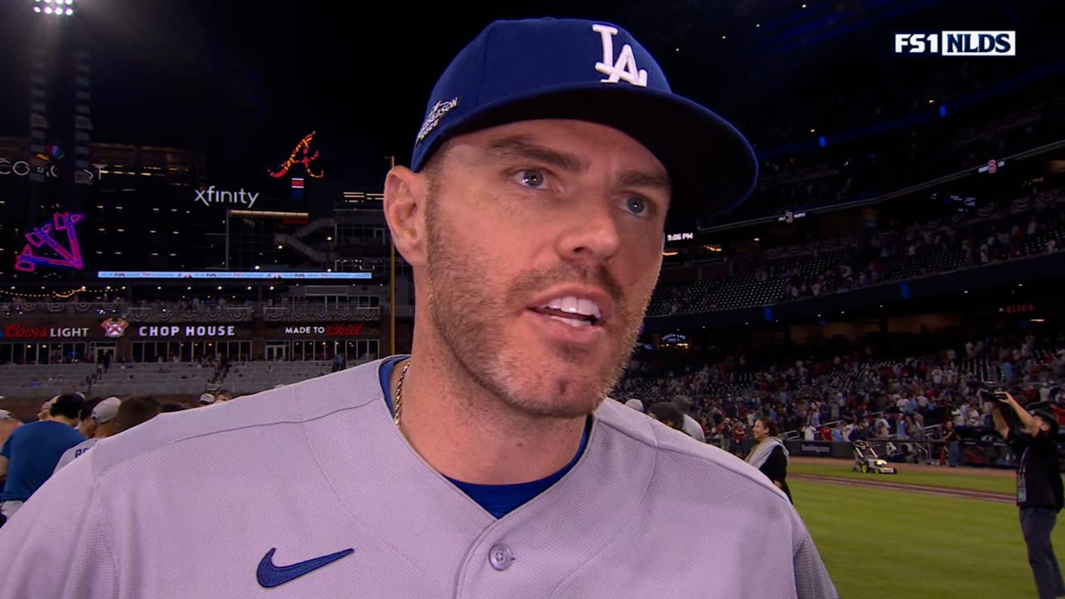 Freddie Freeman reacts to Dodgers clinching NLCS | 10/07/2026 | Los ...