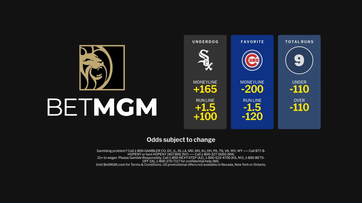 Cubs at White Sox - July 26, 2025: MGM Odds | 07/25/2025 | MLB.com