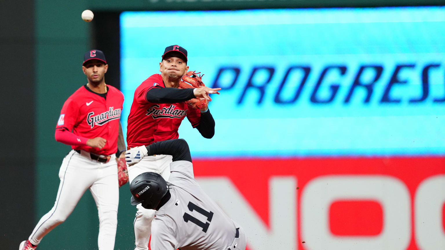 Guardians turn double play after review 10/19/2024 Cleveland Guardians