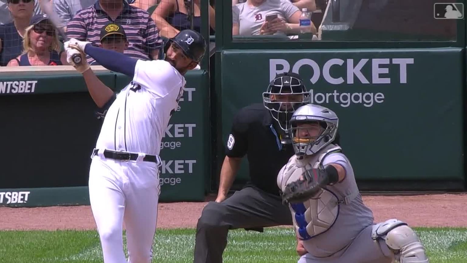 Detroit Tigers' Riley Greene celebrates after hitting a solo home