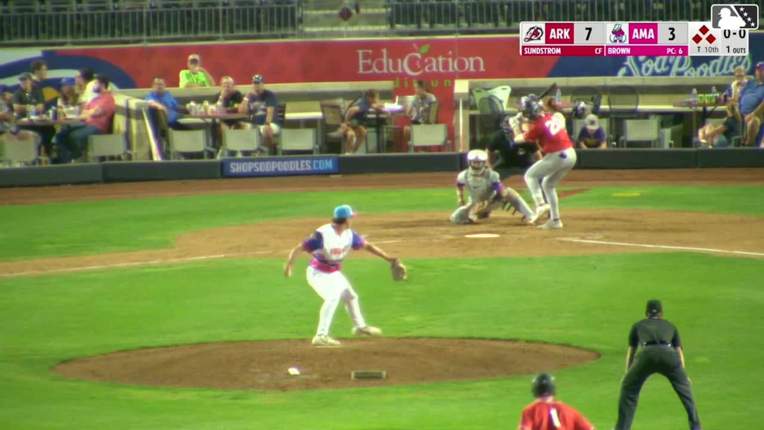 Jared Sundstrom hits a grand slam (8) to left field. Caleb Cali scores ...
