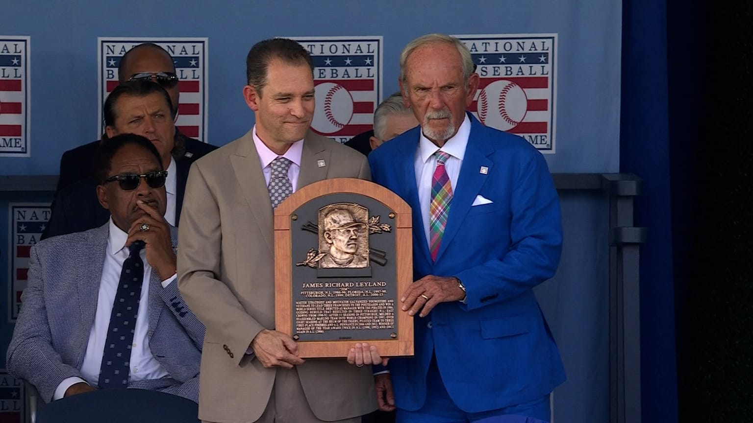 Jim Leyland has his HOF plaque read to crowd 07/22/2024 Houston Astros
