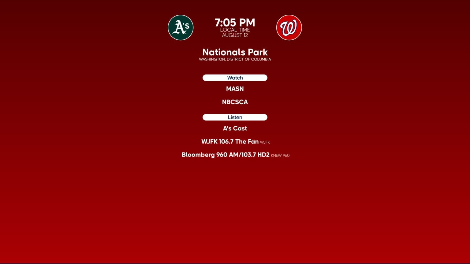 Washington Nationals Schedule