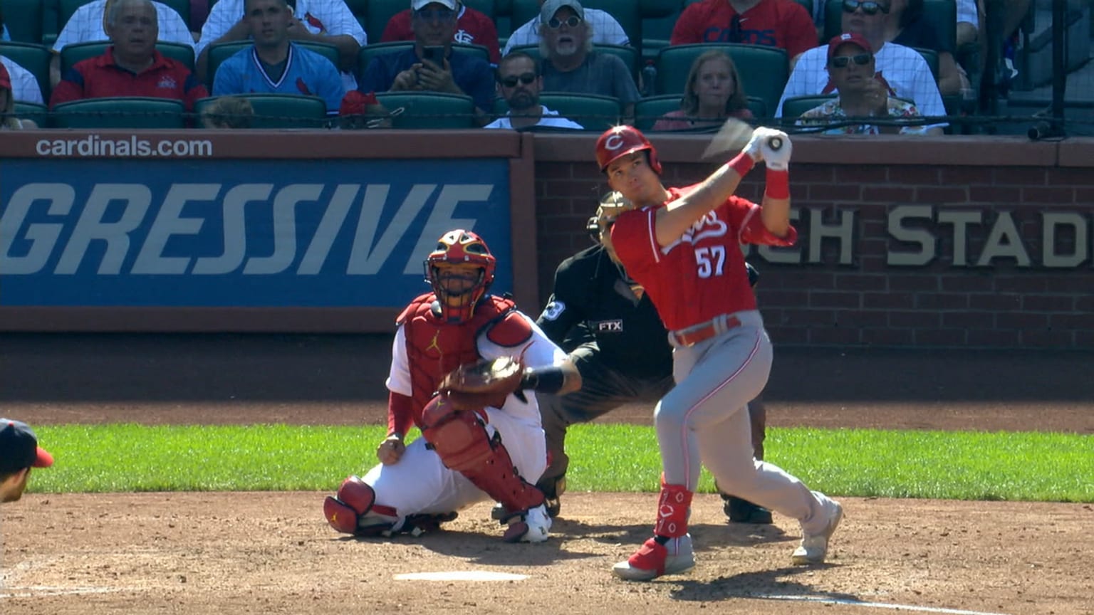 Cincinnati Reds left fielder Stuart Fairchild (17) in the fifth