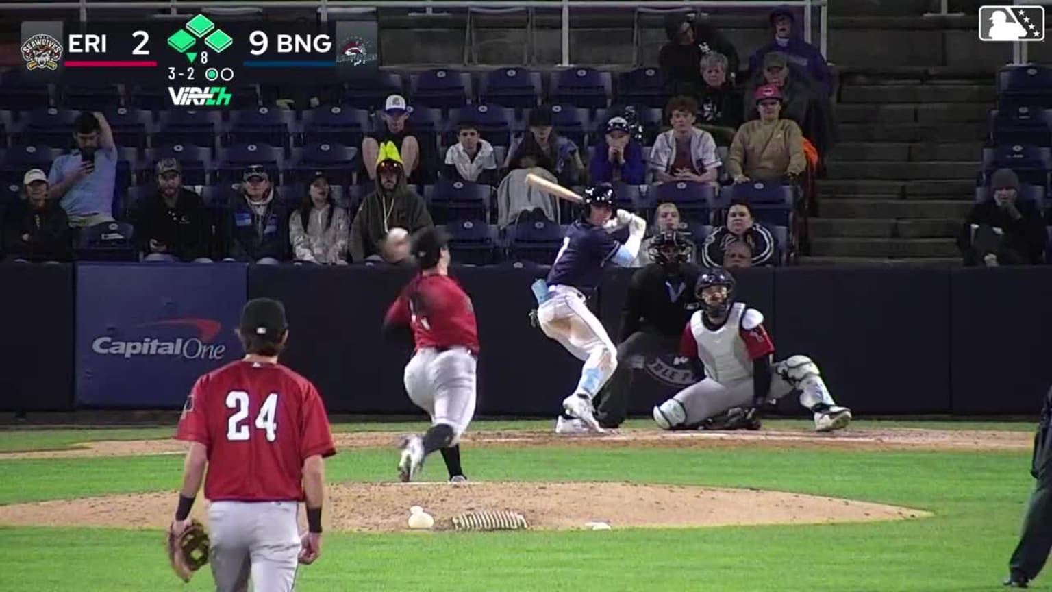 A.J. Ewing out on a sacrifice fly to center fielder Brett Callahan ...