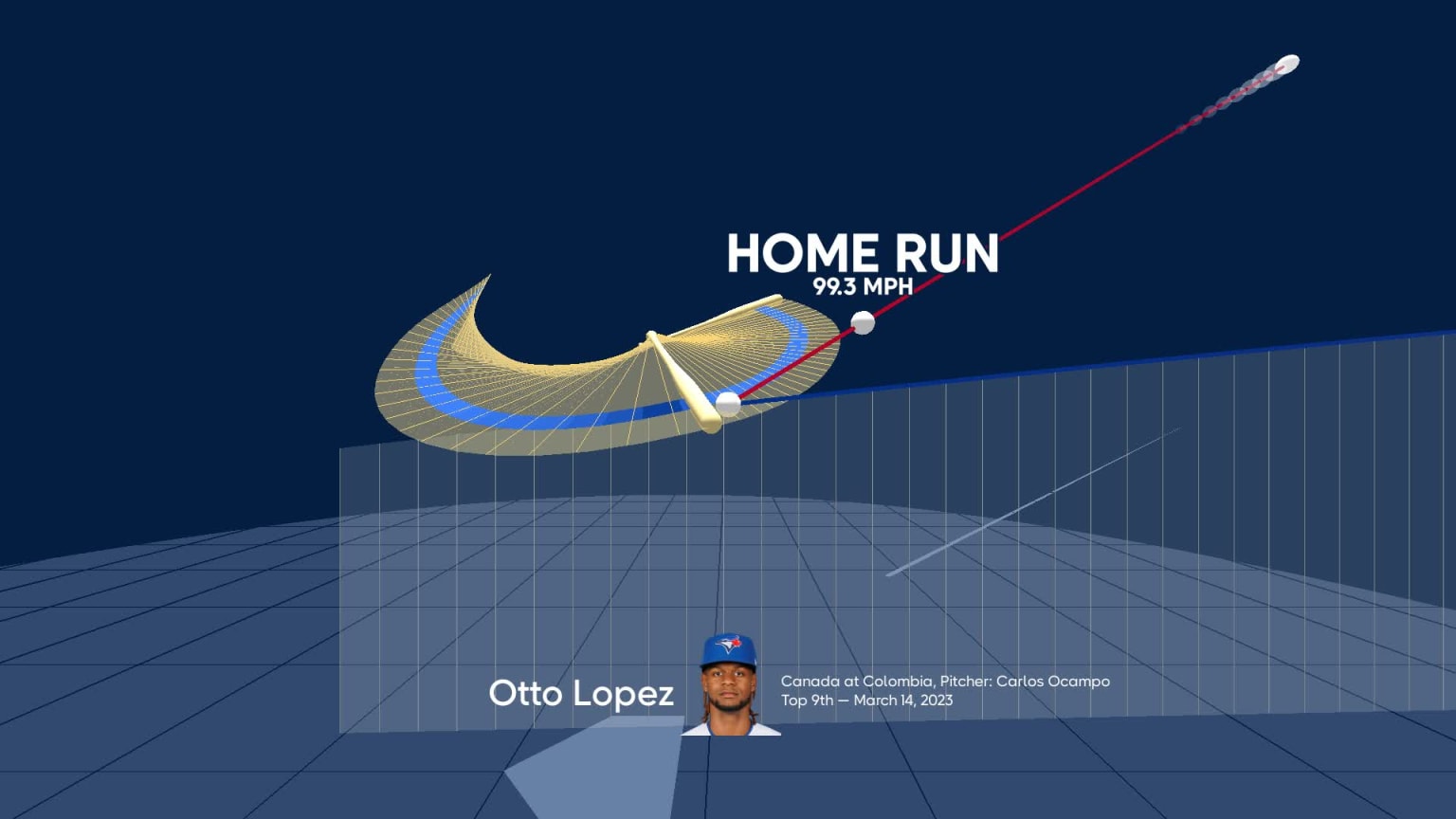 An animated look at Otto Lopez's home run | 03/14/2023 | Toronto Blue Jays