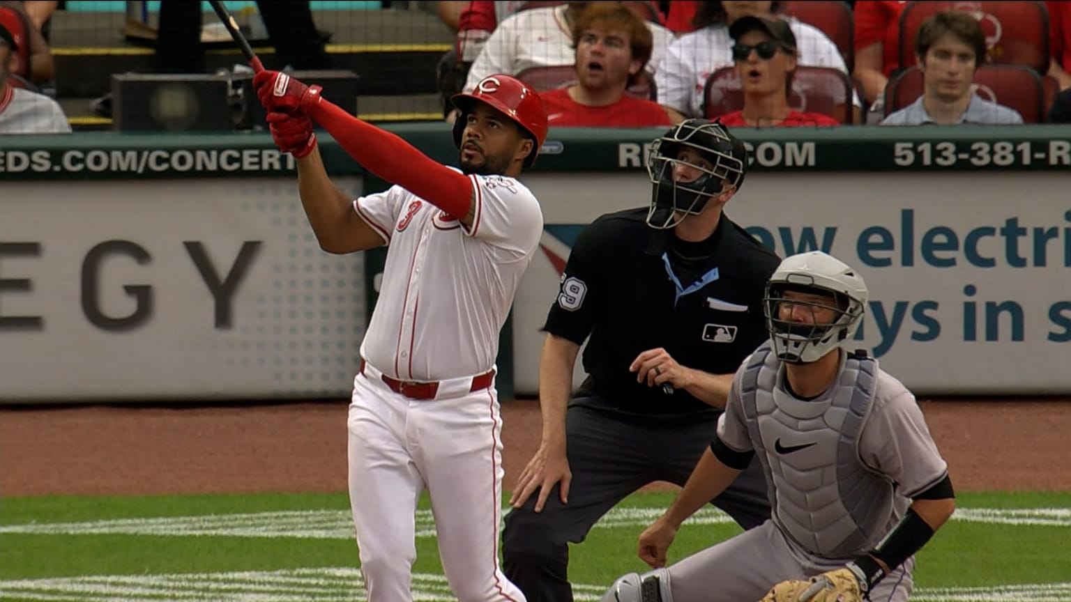 Jeimer Candelario hits foul ball after review 07/09/2024 Tampa Bay Rays