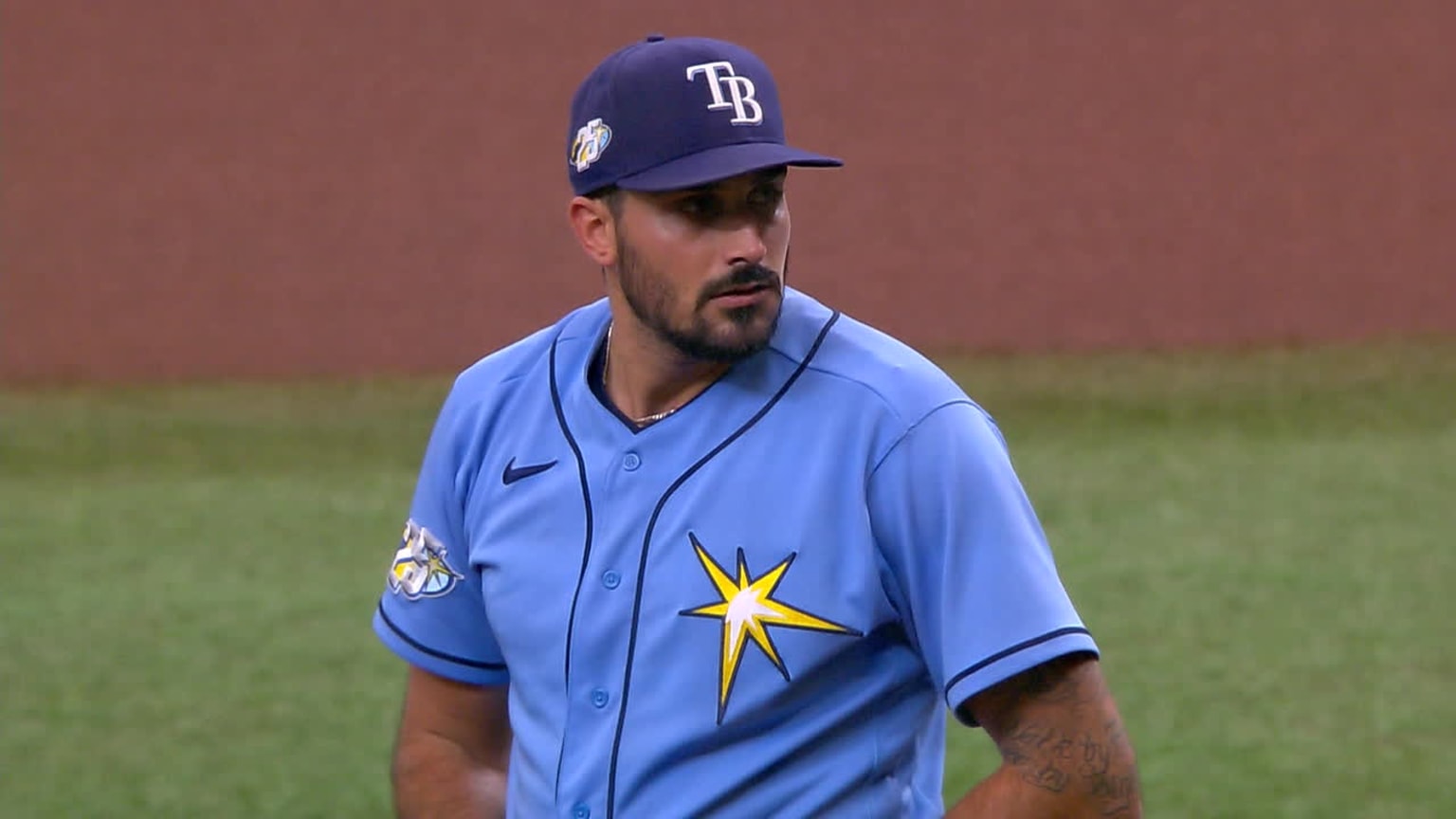 March 14, 2023, St. Petersburg, FL USA; Tampa Bay Rays starting pitcher  Zach Eflin (24) delivers a pitch during an MLB spring training game against  th Stock Photo - Alamy