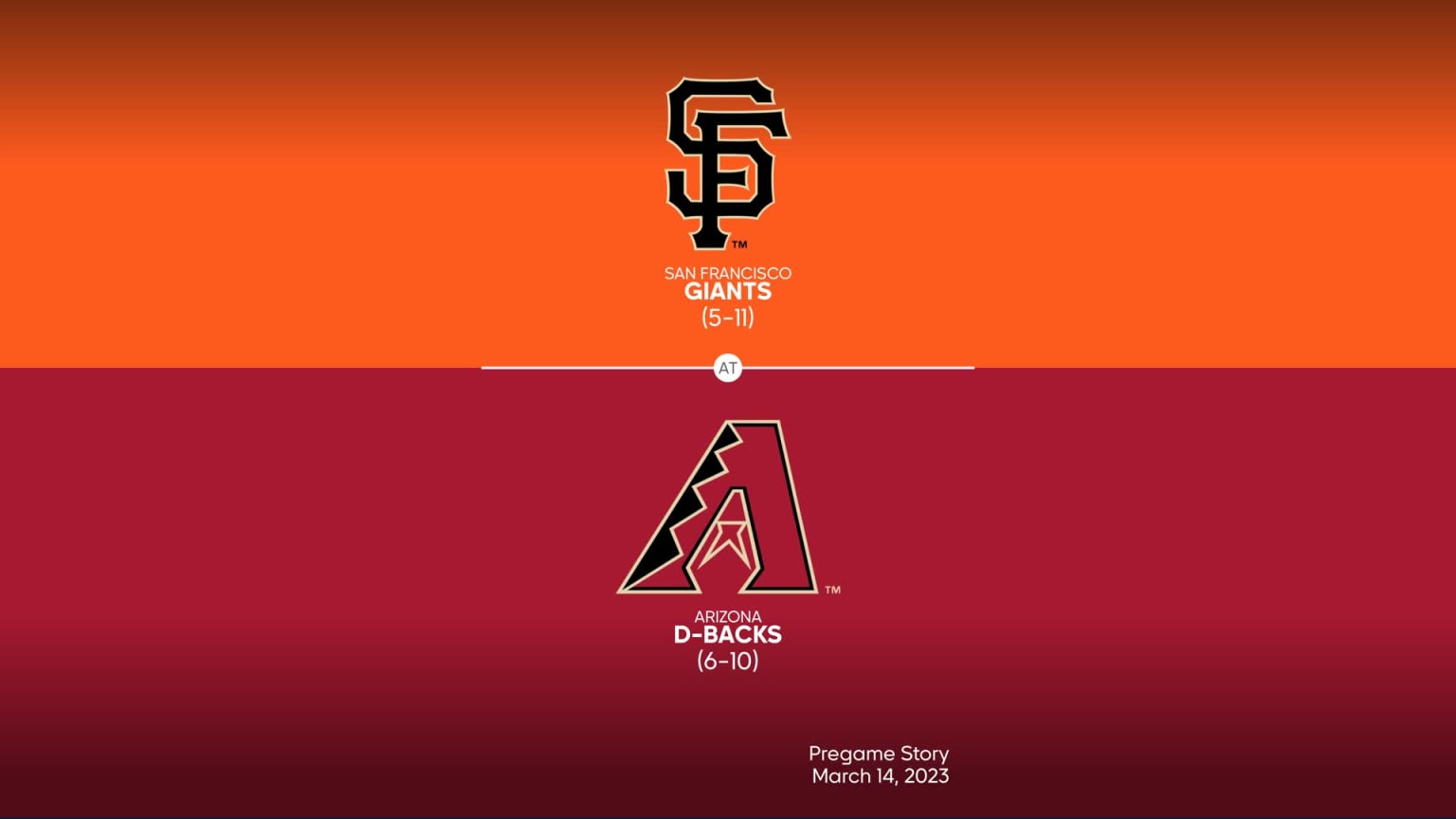 Giants at Dbacks 3/14/2023 Title Slate 03/13/2023
