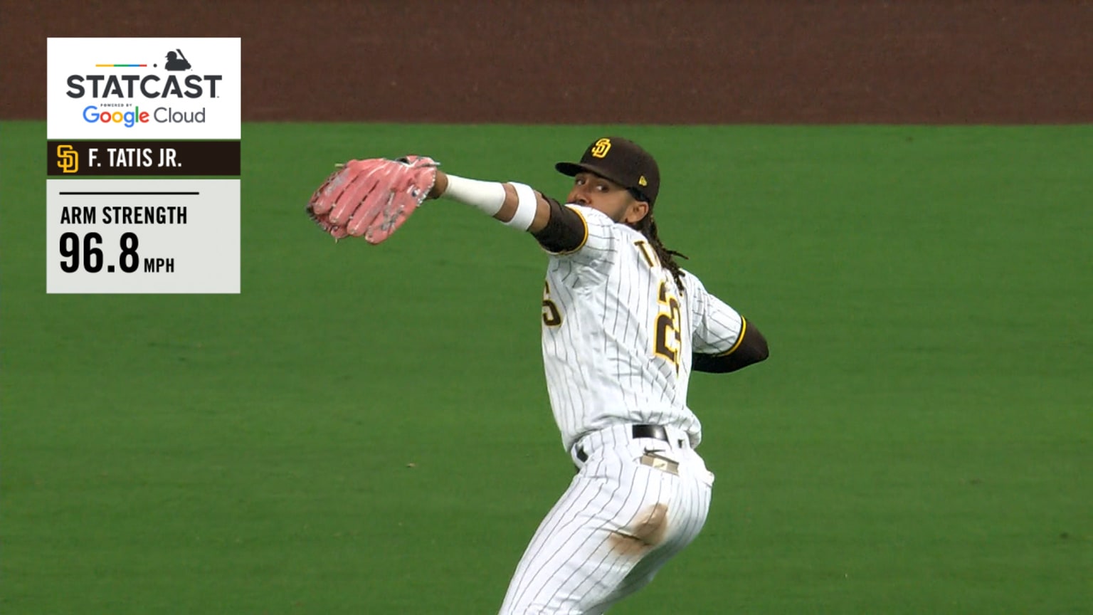 Fernando Tatis Jr. throws a 96.8 mph dart to third | 05/16/2023