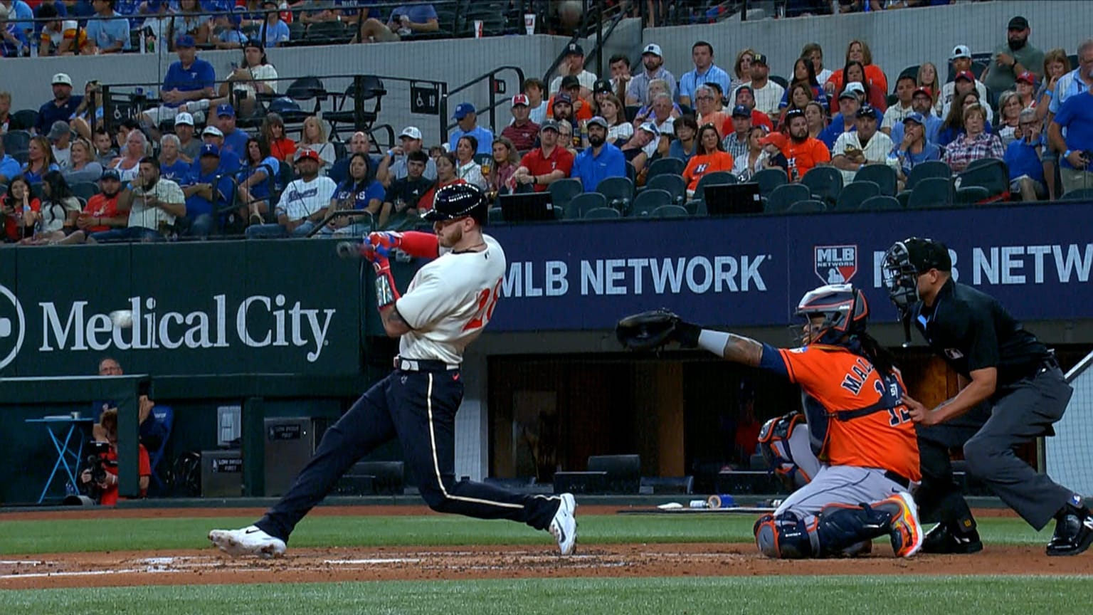 Jonah Heim hits a check-swing double to left field | 07/01/2023 | Texas ...