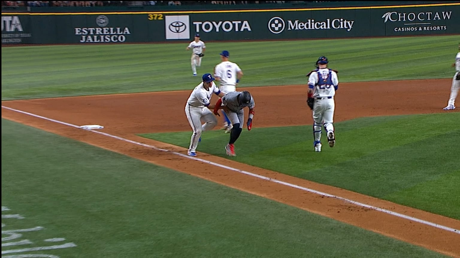 Jonah Heim completes double play to end inning 08/17/2024 Texas Rangers