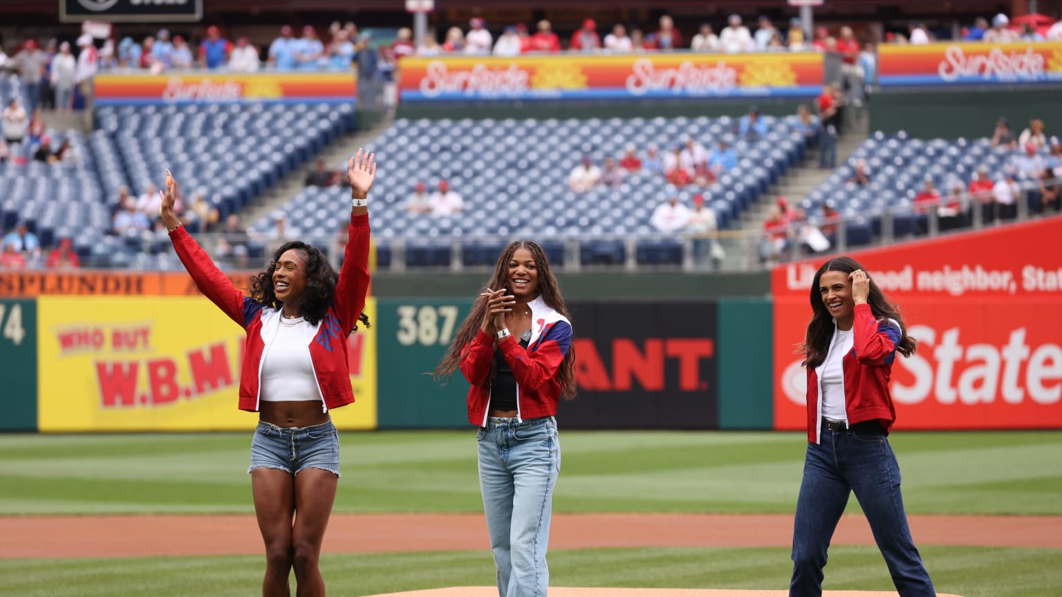 Women's Olympic Track team throws out first pitch | 05/29/2025 | MLB.com