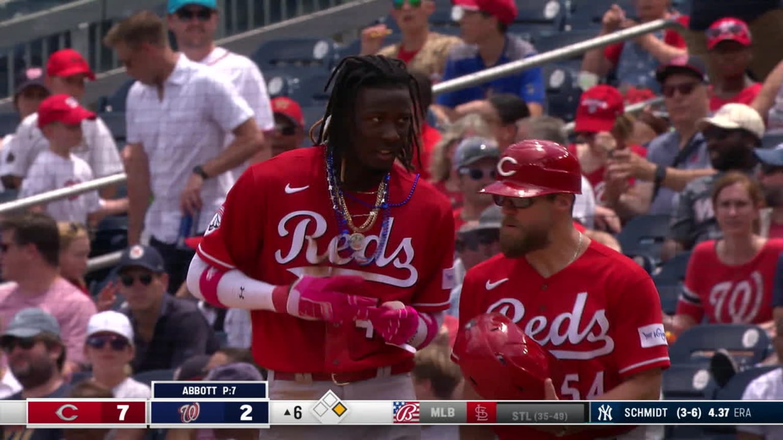 De La Cruz records fourth hit vs. Nationals | 07/04/2023 | Cincinnati Reds
